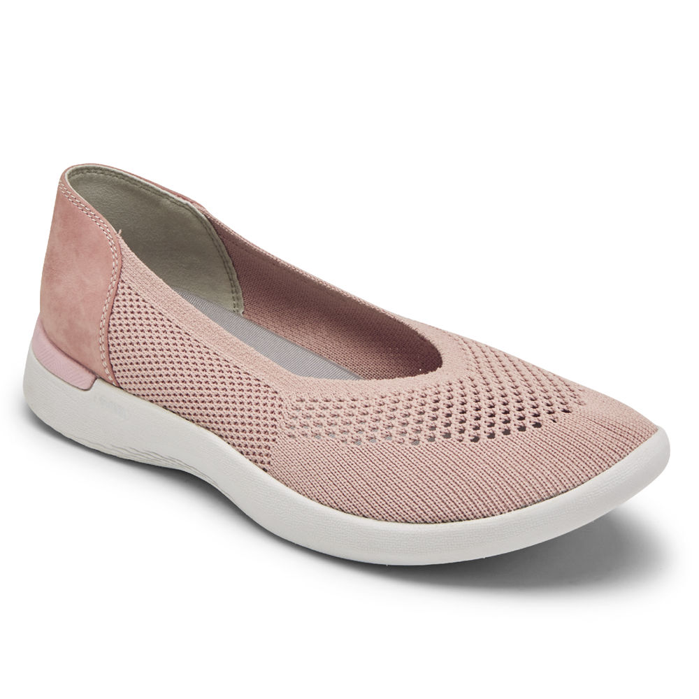 Rockport Flats For Womens Pink - truFLEX Fly Knit Ballet - IK6432158